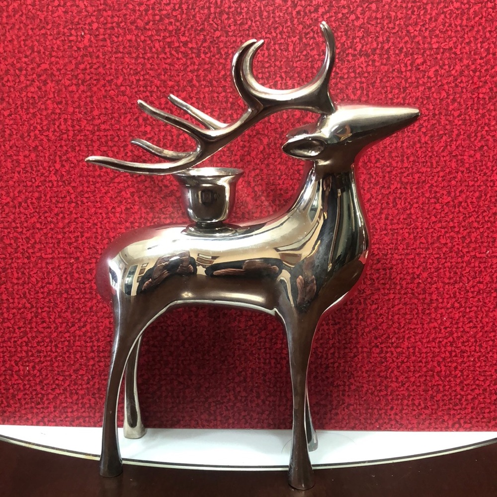 POTTERY BARN DEER CANDLESTICK HOLDER 8”